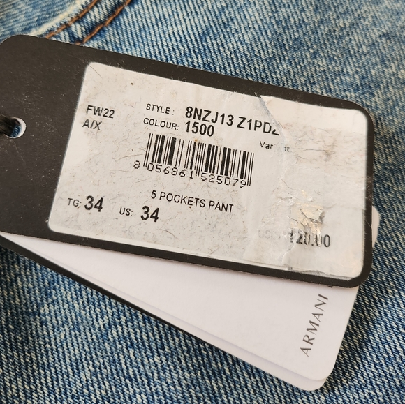 SOLD!!!¡ $120 Armani Exchange AX Men's Blue Jeans 34X34 Icon Casual Slim Fit - Picture 6 of 9